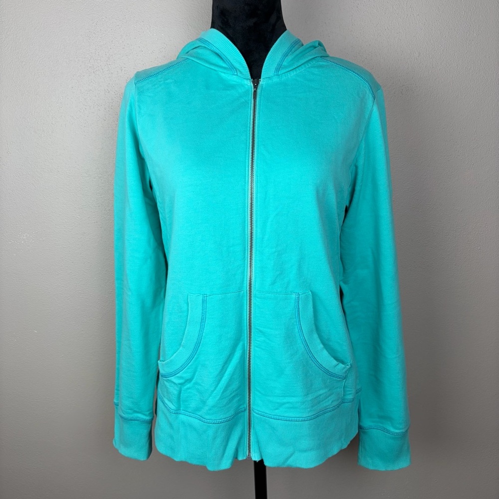 Columbia Sportswear Cotton Blend Teal Blue Zip-Up Hoodie Gorpcore Athleisure L - Picture 2 of 16